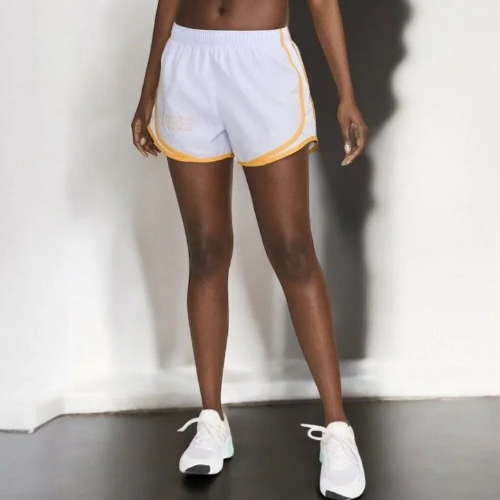 Nike Womens Running Training Shorts Elastic Dri-fit Tempo Graphic Blue NEW XS - Picture 4 of 6